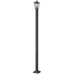 Talbot Outdoor Post Light with Square Post/Stepped Base - Black / Clear