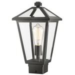 Talbot Outdoor Post Light with Square Fitter - Black / Clear Beveled