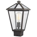 Talbot Outdoor Post Light with Square Fitter - Oil Rubbed Bronze / Clear Seedy