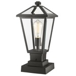 Talbot Outdoor Pier Light with Square Stepped Base - Black / Clear