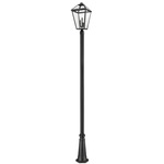 Talbot Outdoor Post Light with Round Post/Hexagon Base - Black / Clear