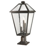 Talbot Outdoor Pier Mount with Round Base - Oil Rubbed Bronze / Clear Seeded