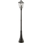 Talbot Post Light with Round Post/Decorative Base - Oil Rubbed Bronze / Clear Seeded