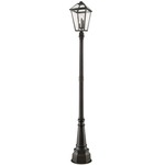 Talbot Outdoor Post Light with Round Post/Decorative Base - Oil Rubbed Bronze / Clear Seeded