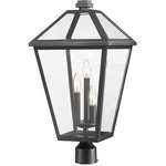 Talbot Outdoor Post Light with Round Fitter - Black / Clear