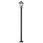 Talbot Outdoor Post Light with Square Post/Stepped Base - Black / Clear