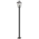 Talbot Outdoor Post Light with Square Post/Stepped Base - Oil Rubbed Bronze / Clear Seeded