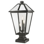 Talbot Outdoor Pier Light with Square Stepped Base - Black / Clear