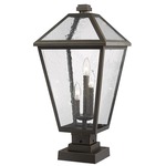 Talbot Outdoor Pier Mount with Square Base - Oil Rubbed Bronze / Clear Seeded