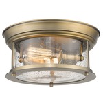 Sonna Seedy Glass Ceiling Light Fixture - Heritage Brass / Clear Seedy