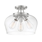 Octave Ceiling Semi Flush Light - Satin Nickel / Clear