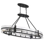 Hudson Oval Chandelier - Matte Black / Clear Water