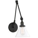 Drake Adjustable Wall Light - Matte Black / Clear