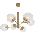 Mid-Century Chandelier - Antique Brass / Clear