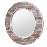 Colorful Waxed Plank Mirror - Walnut