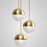 Little Lens Flair Multi Light Pendant - Brushed Brass / Clear