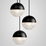 Little Lens Flair Multi Light Pendant - Matte Black / Clear