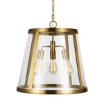 Harrow 3 Light Pendant - Burnished Brass / Clear