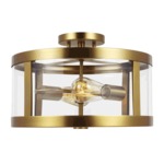 Harrow Brass Semi Flush Ceiling Light - Burnished Brass / Clear