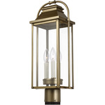 Wellsworth Post Light - Painted Distressed Brass / Clear