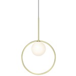 Bola Halo Pendant - Brass / Opaline