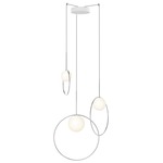 Bola Halo Multi Light Pendant - Chrome / Opaline