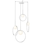 Bola Halo Multi Light Pendant - Chrome / Opaline