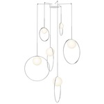 Bola Halo Multi Light Pendant - Chrome / Opaline