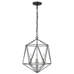 Geo Narrow Chandelier - Chrome / Matte Black