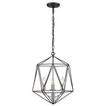 Geo Narrow Chandelier - Chrome / Matte Black