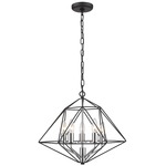 Geo Wide Chandelier - Chrome / Matte Black