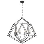 Geo Wide Chandelier - Chrome / Matte Black