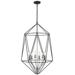 Geo Narrow Chandelier - Chrome / Matte Black