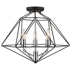 Geo Semi Flush Celling Light - Chrome / Matte Black