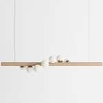 Willow Horizontal Pendant - Natural Oak / Brushed Brass