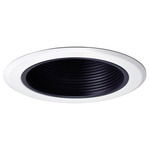 5IN RD Stepped Metal Downlight Trim - Black Baffle / White Flange