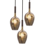 Rose Round Multi Light Pendant - Transparent / Shiny Gold
