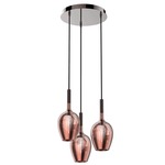 Rose Round Multi Light Pendant - Shiny Pink / Iron Gray