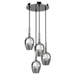 Rose Round Multi Light Pendant - Shiny Titanium / Iron Gray