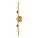 Ariel Dual Wall Sconce - Aged Brass / Clear