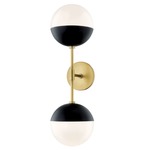 Renee 2 Light Wall Sconce - Aged Brass / Opal