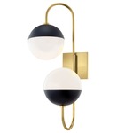 Renee Curved Wall Sconce - Aged Brass / Black / Opal
