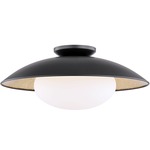 Cadence Semi Flush Ceiling Light - Black / Opal