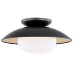 Cadence Semi Flush Ceiling Light - Black / Opal