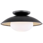 Cadence Semi Flush Ceiling Light - Black / Opal