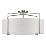 Kempsey Convertible Semi Flush Ceiling Light - Brushed Nickel / Summer Linen