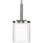 Mast Pendant - Brushed Nickel / Etched Glass