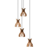 Domita Multi Light Spider Pendant - Brown / Natural Wood