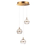 Swank Multi Light Pendant - Natural Aged Brass / Clear / Frosted