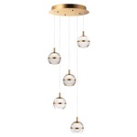 Swank Multi Light Pendant - Natural Aged Brass / Clear / Frosted
